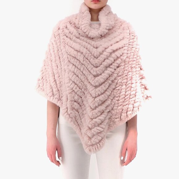 Size M/L FURious Fur Faux Rabbit Bunny Hop Poncho in Pink Rose - Picture 1 of 8